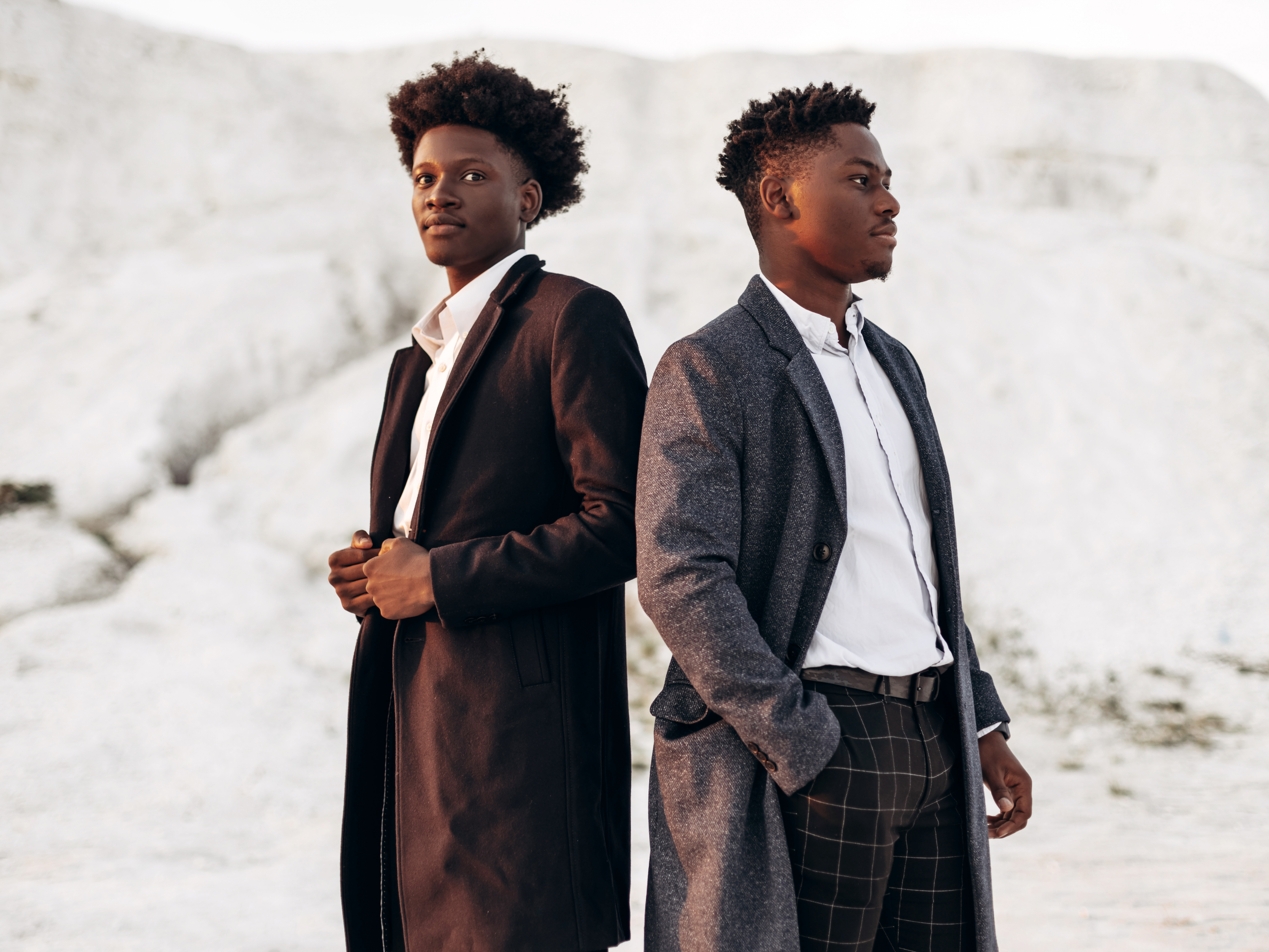 Two Black entrepreneurs in editorial-style overcoats